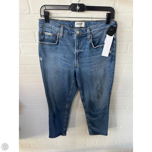 Jeans Straight By Agolde In Blue Denim, Size: 4
