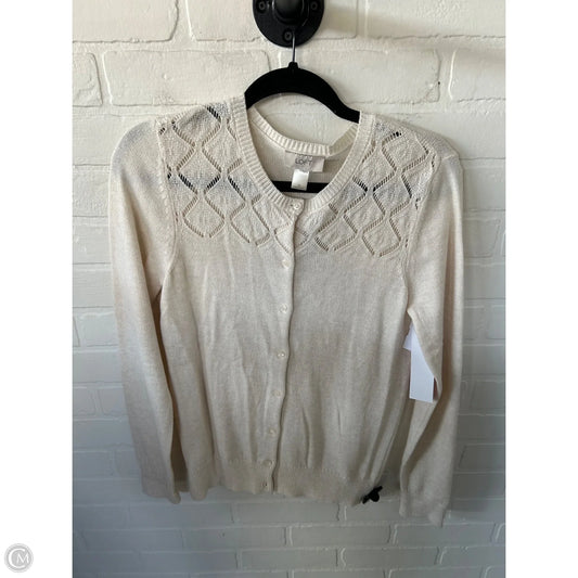 Sweater Cardigan By Loft In Cream, Size: M