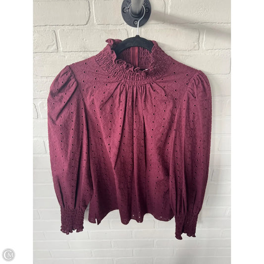 Blouse Long Sleeve By Veronica Beard In Maroon, Size: M