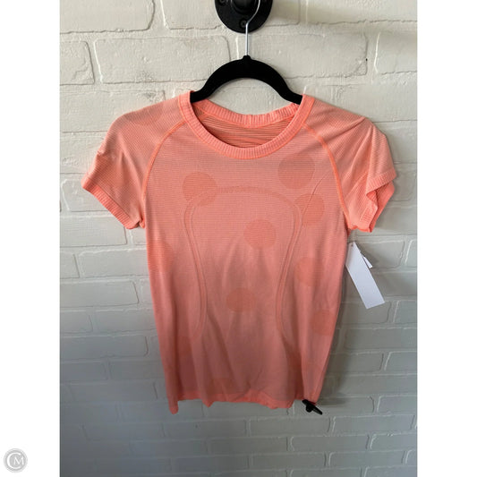 Athletic Top Short Sleeve By Lululemon In Orange, Size: M