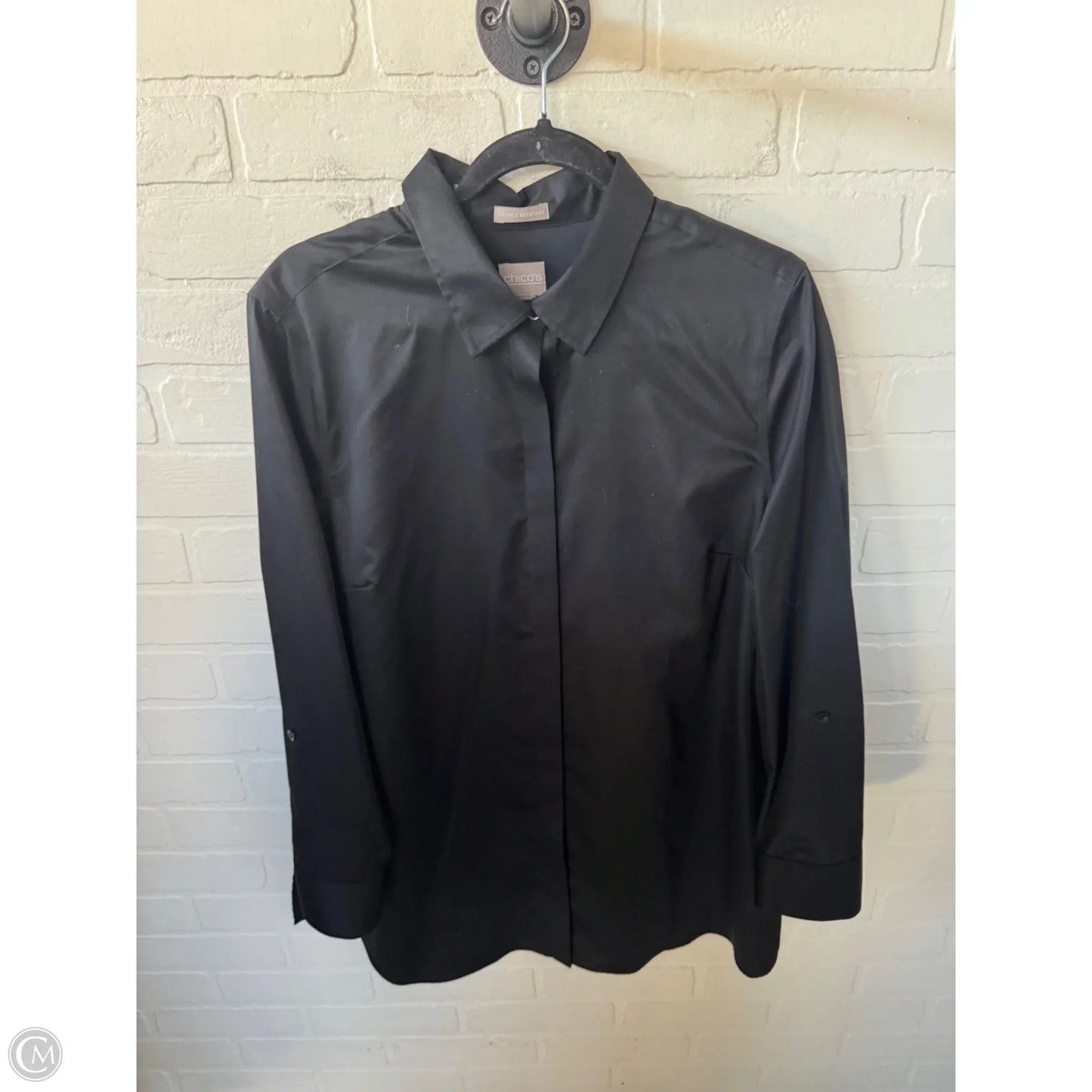 Blouse Long Sleeve By Chicos In Black, Size: L