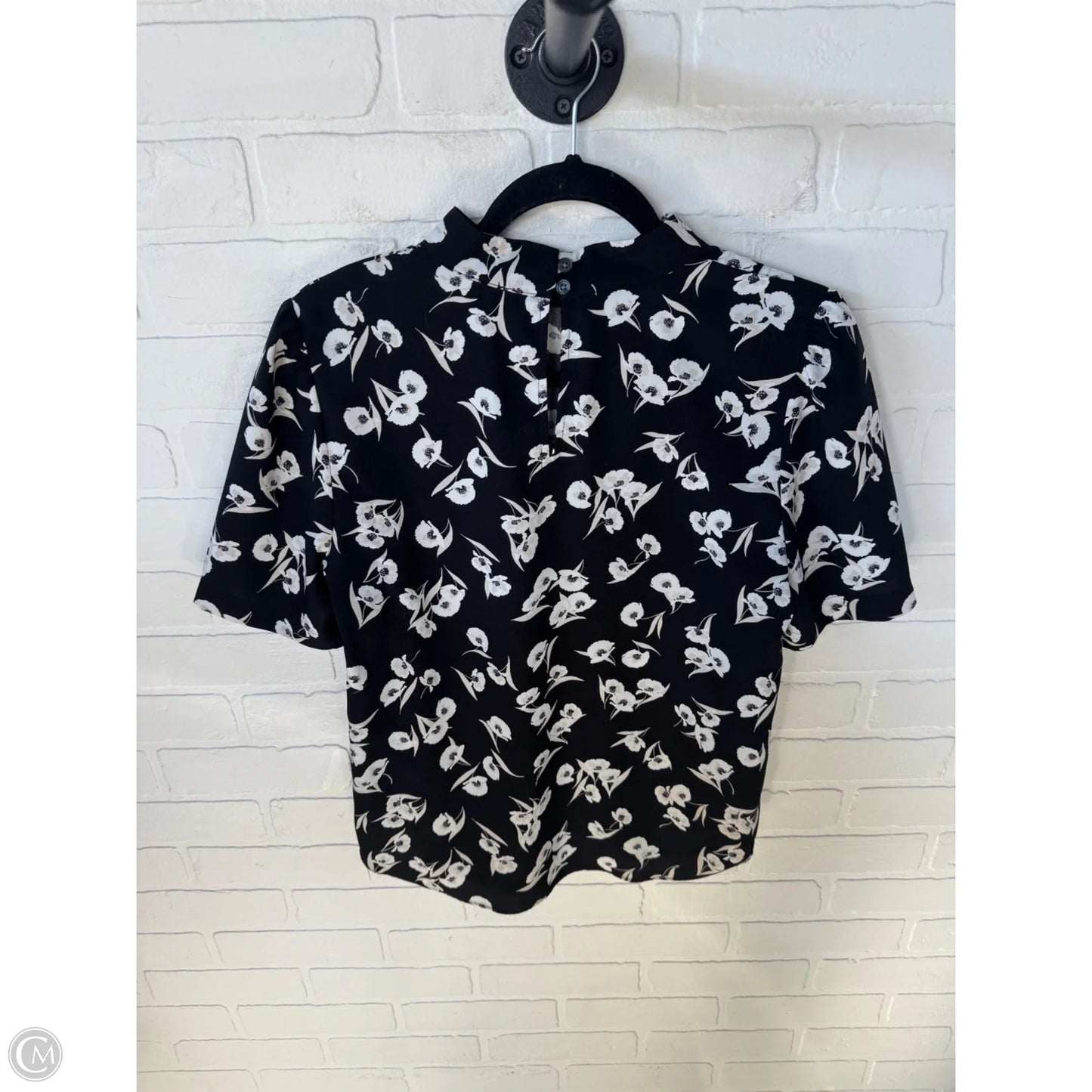Blouse Short Sleeve By Ann Taylor In Black & Tan, Size: M