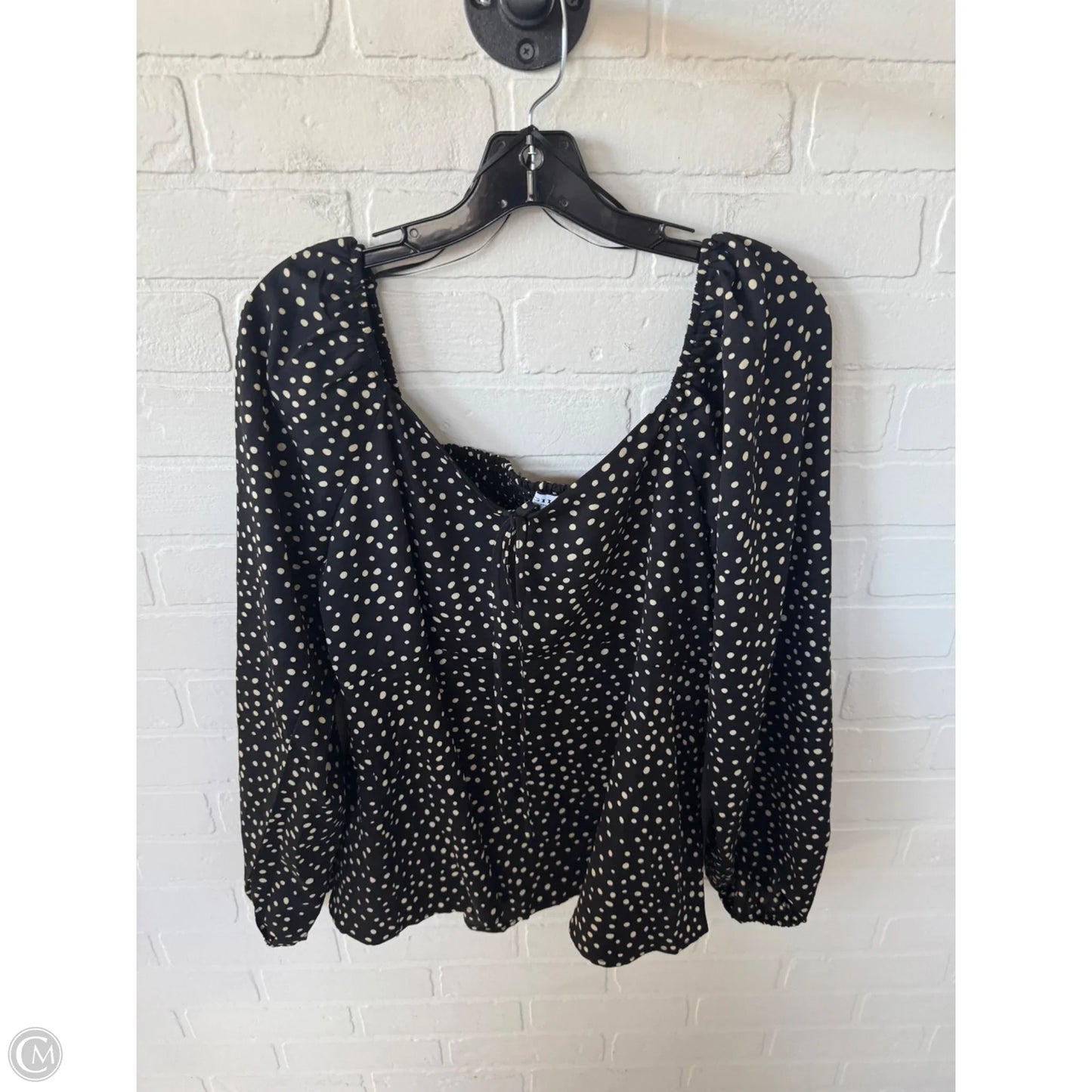 Blouse Long Sleeve By Gilli In Black & Tan, Size: Xl