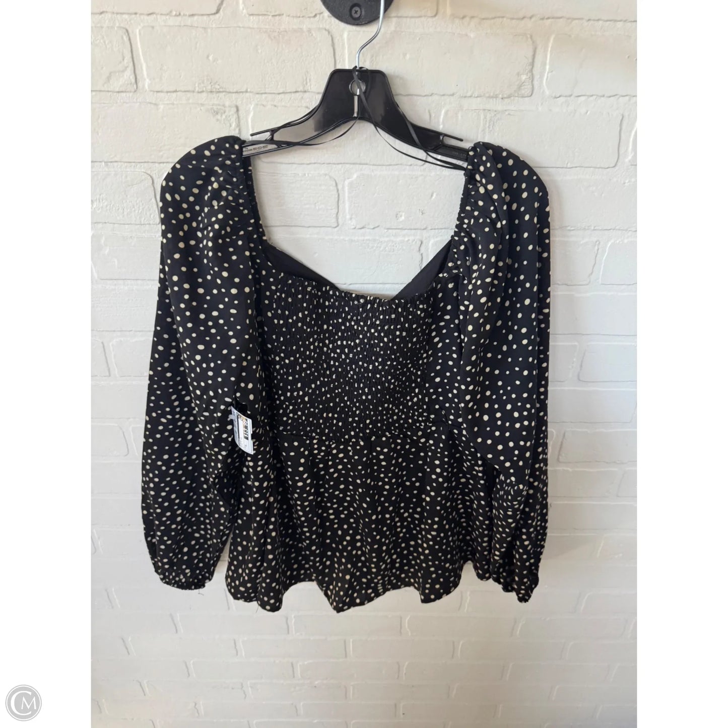 Blouse Long Sleeve By Gilli In Black & Tan, Size: Xl