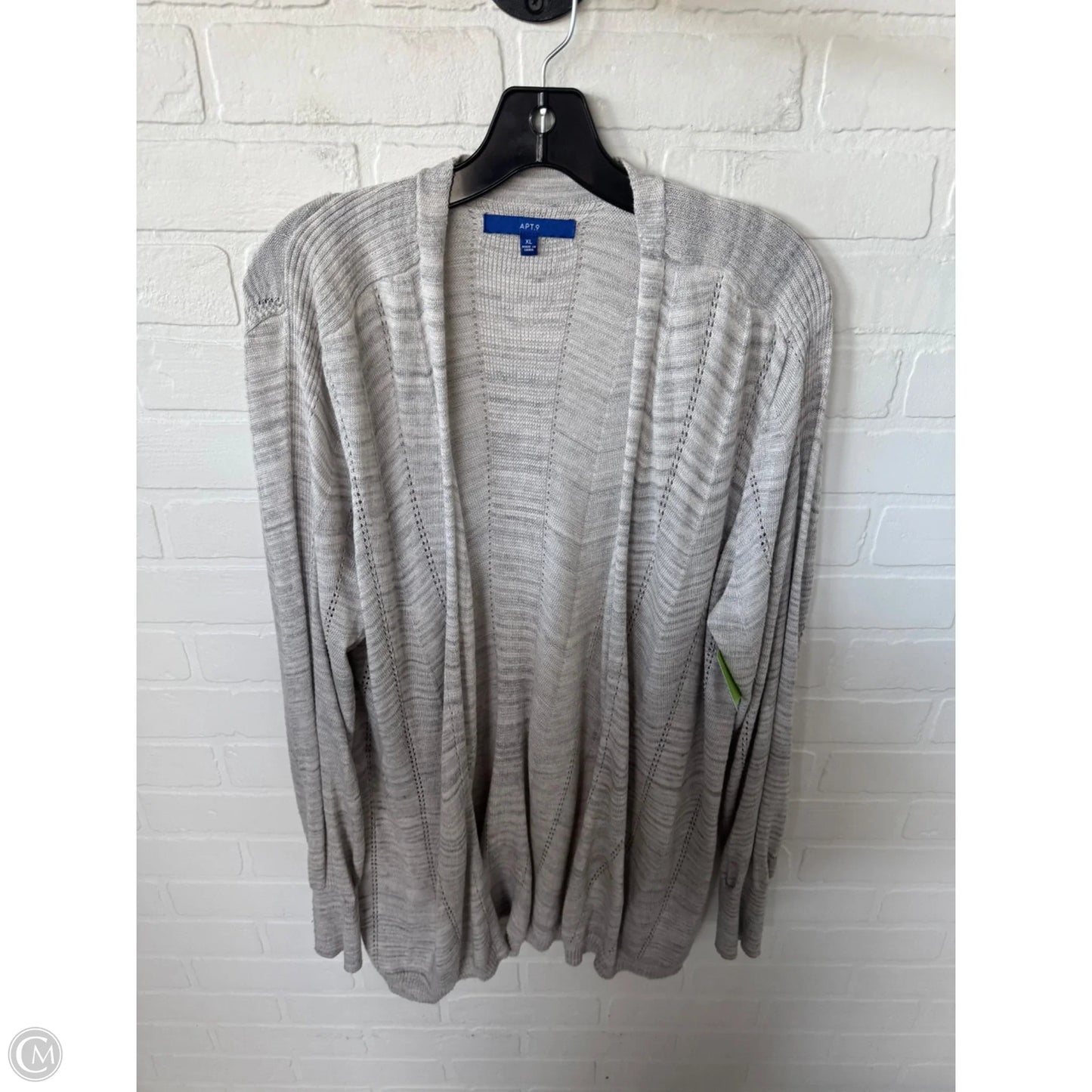 Sweater Cardigan By Apt 9 In Cream & Grey, Size: Xl