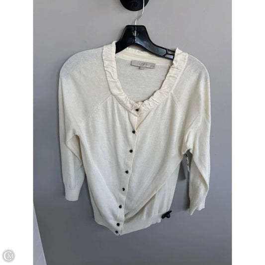 Sweater Cardigan By Loft In Cream, Size: Mp