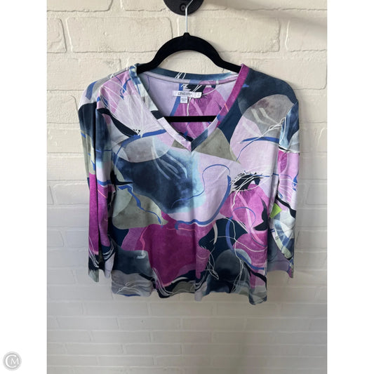 Top 3/4 Sleeve By Chicos In Blue & Purple, Size: L