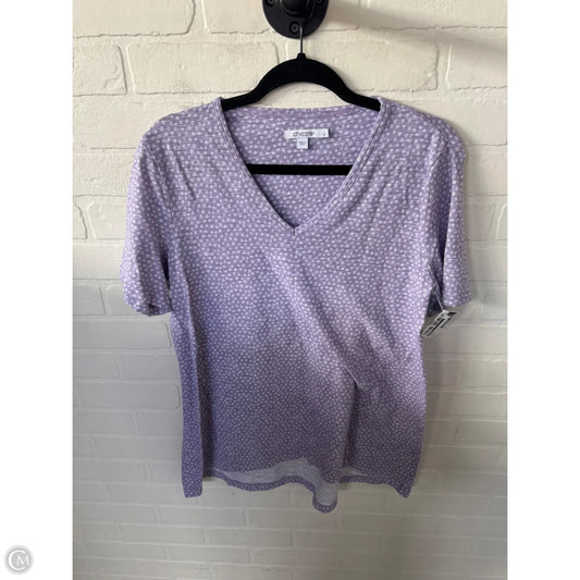 Top Short Sleeve By Chicos In Purple & White, Size: M