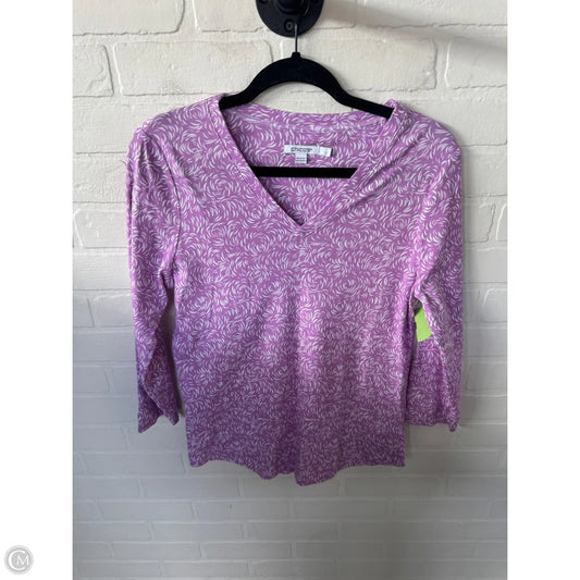 Top 3/4 Sleeve By Chicos In Purple & White, Size: M