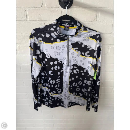 Athletic Top Long Sleeve Collar By Jamie Sadock In Black & Grey, Size: L