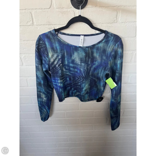Athletic Top Long Sleeve Crewneck By Lululemon In Blue & Grey, Size: S