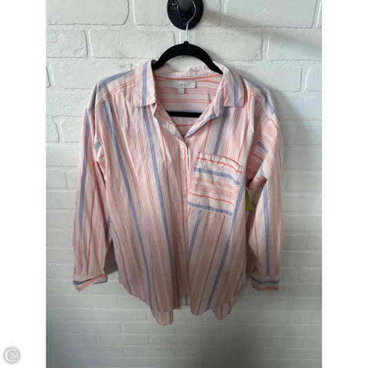 Blouse Long Sleeve By Loft In Orange & Pink, Size: L