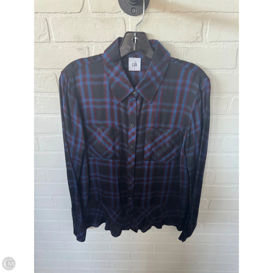 Blouse Long Sleeve By Cabi In Black & Blue, Size: S