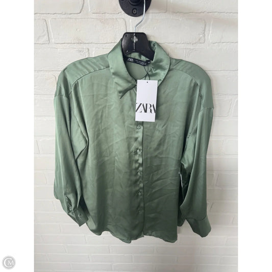 Blouse Long Sleeve By Zara In Green, Size: S