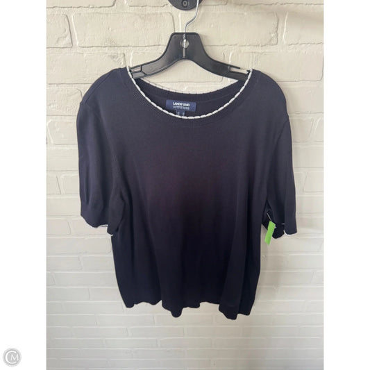 Sweater Short Sleeve By Lands End In Blue & White, Size: 1x