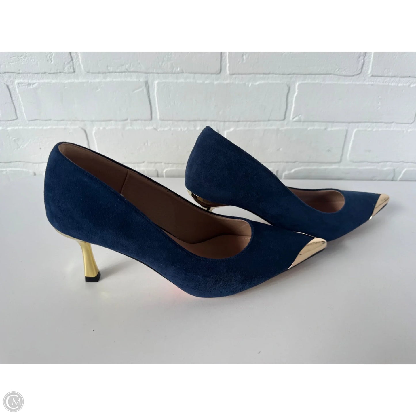 Shoes Heels Stiletto By Cme In Blue & Gold, Size: 8