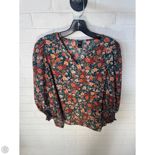 Top 3/4 Sleeve By Emery Rose In Green & Orange, Size: L
