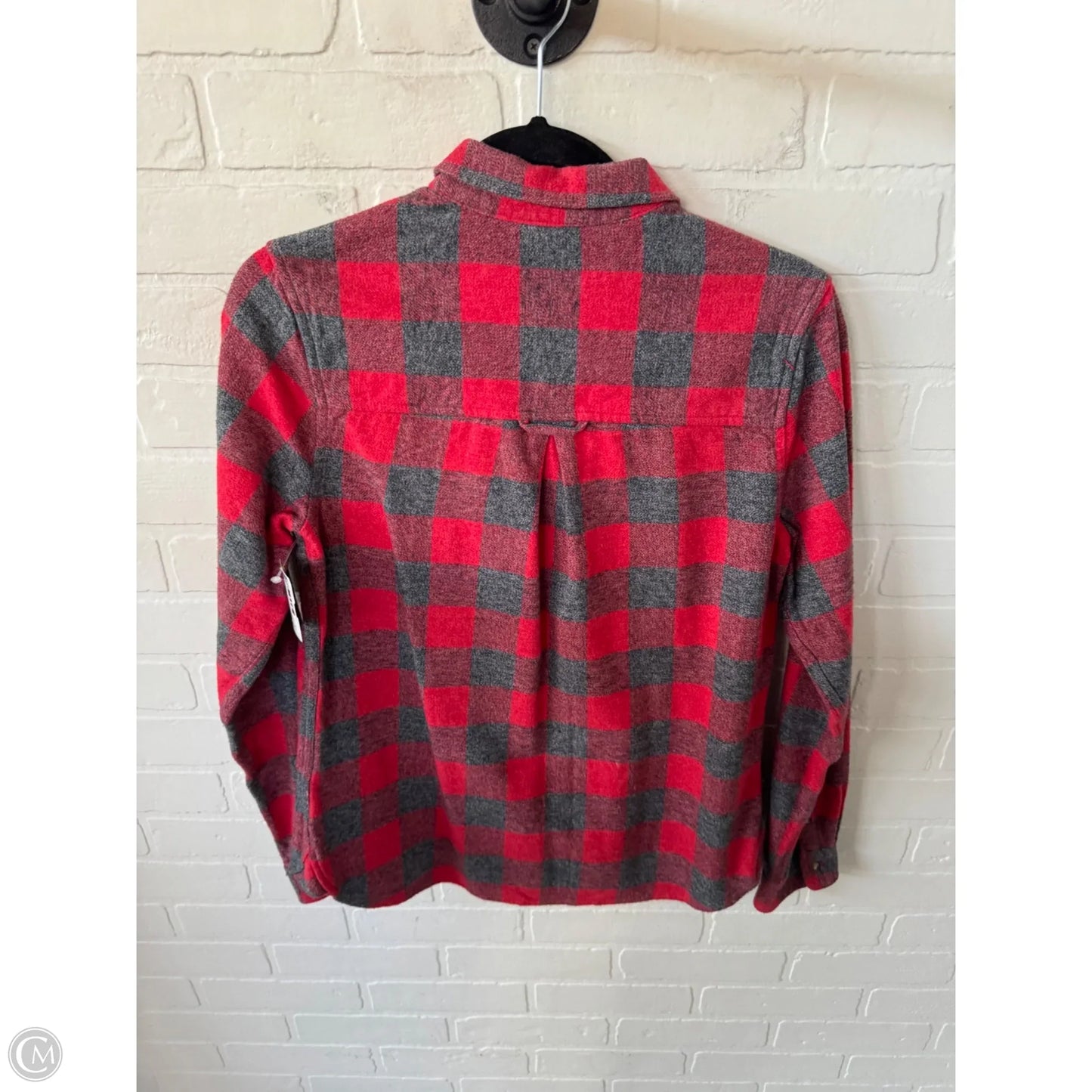 Top Long Sleeve By American Eagle In Grey & Red, Size: M