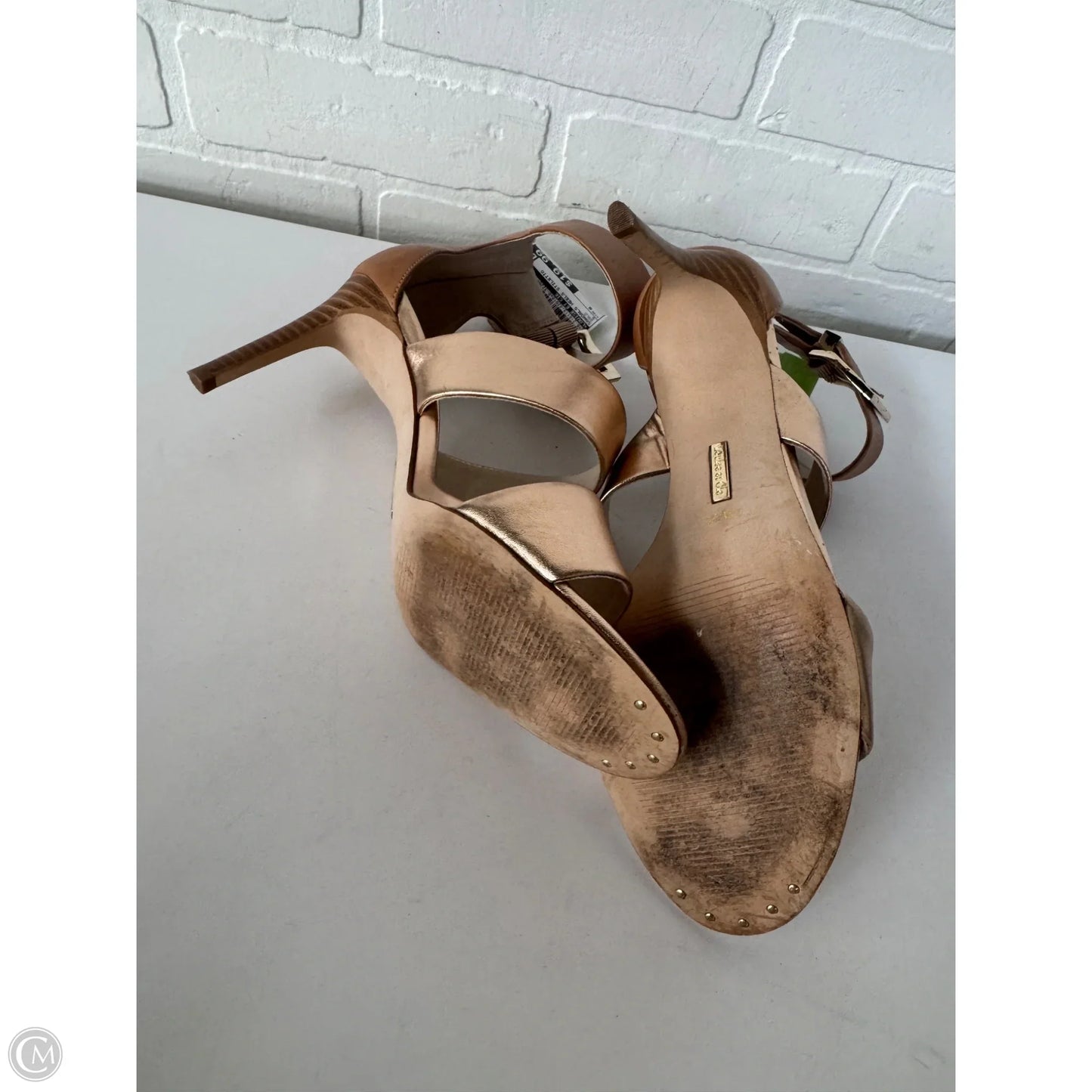 Sandals Heels Stiletto By Louise Et Cie In Gold, Size: 9