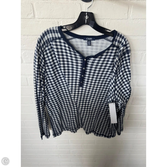 Top Long Sleeve By Chaps In Blue & White, Size: 3x