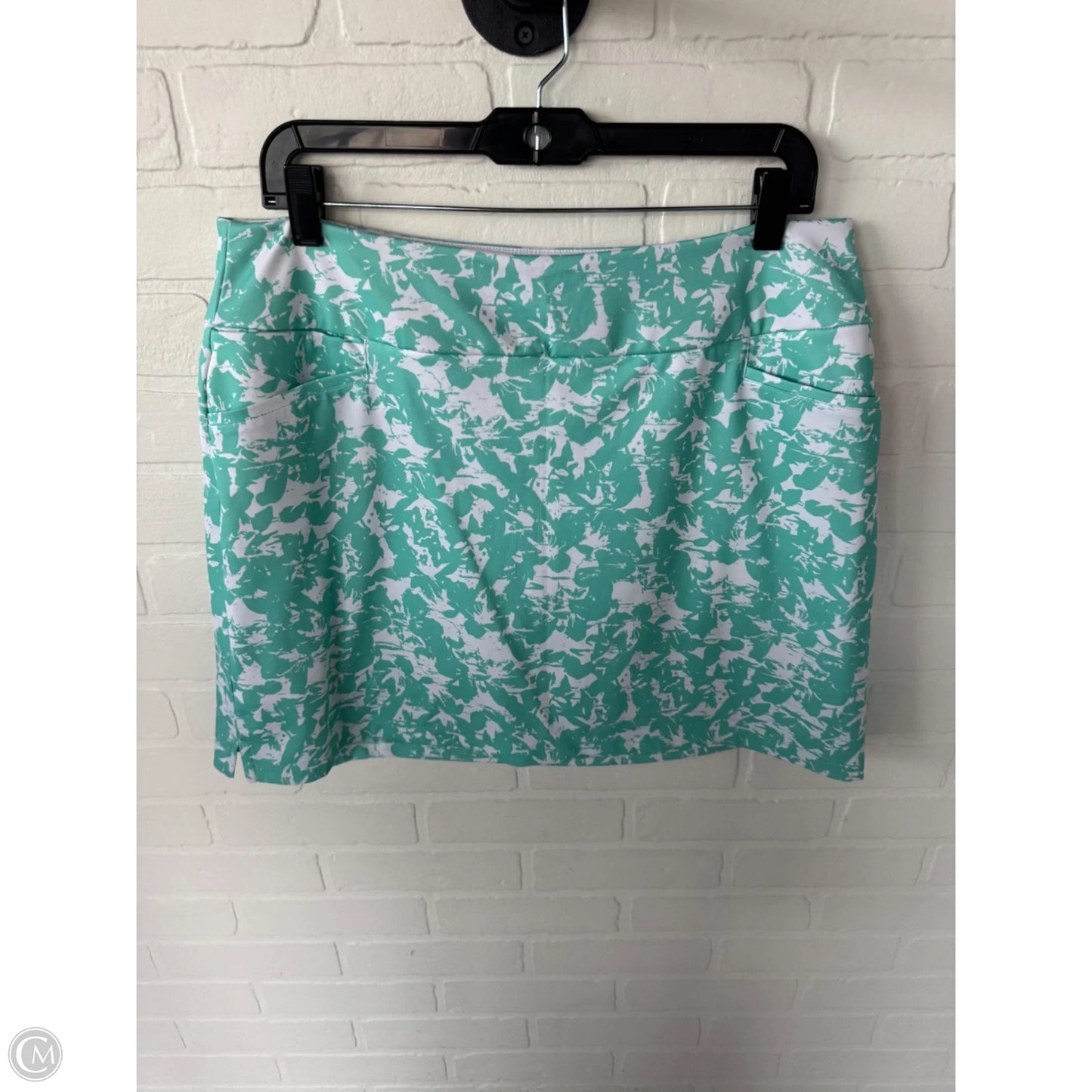 Athletic Skort By Adidas In Green & White, Size: 12