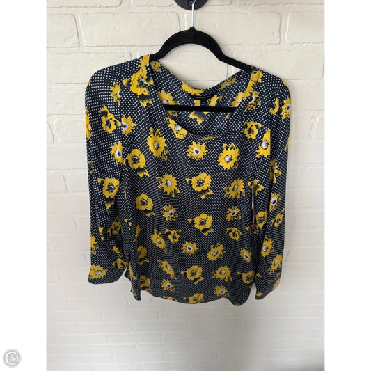 Blouse Long Sleeve By Banana Republic In Blue & Yellow, Size: M