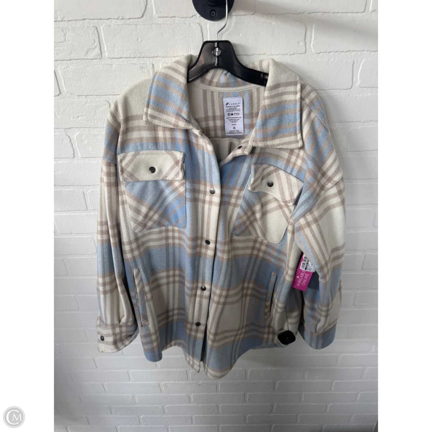 Jacket Shirt By Clothes Mentor In Blue & Tan, Size: M