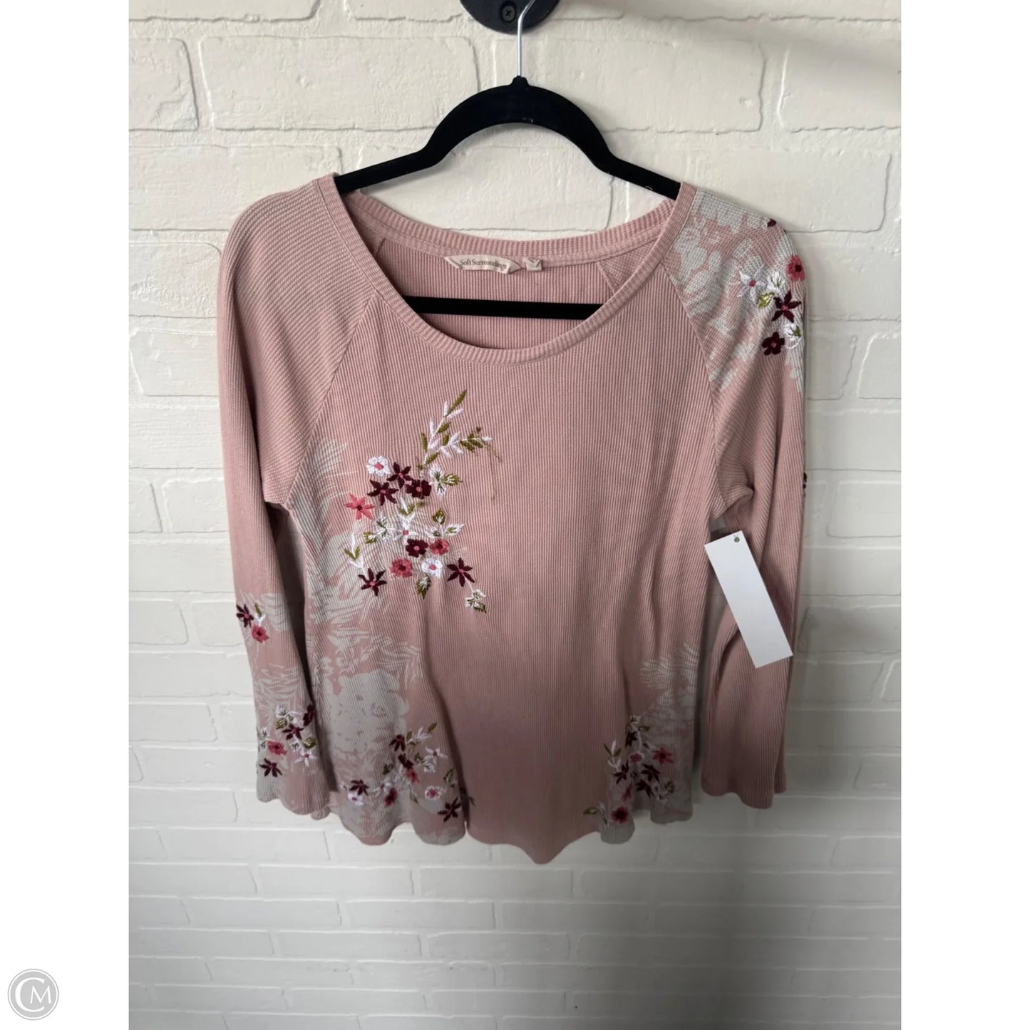 Top Long Sleeve By Soft Surroundings In Pink & White, Size: Xs