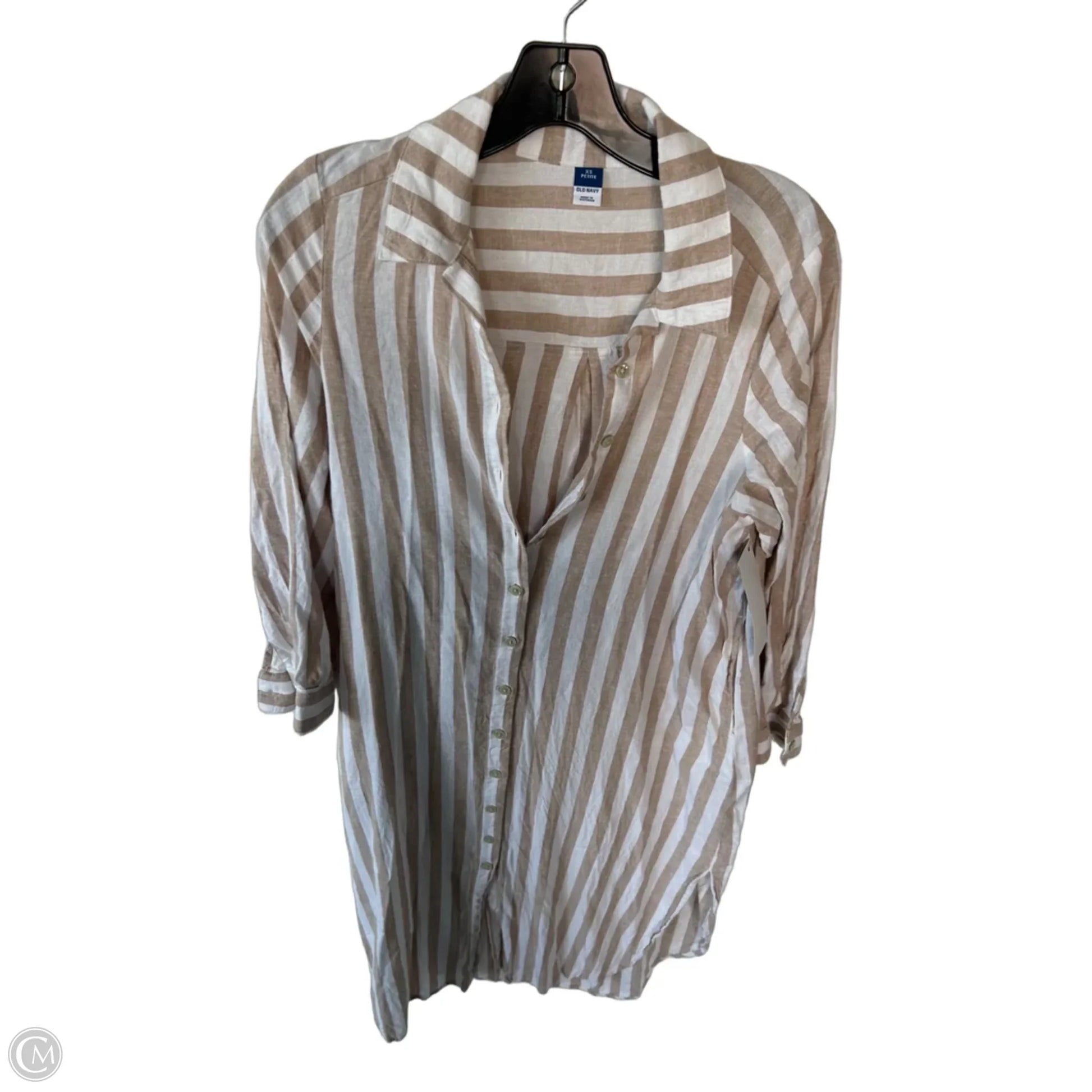 Dress Casual Midi By Old Navy In Tan & White, Size: Xsp