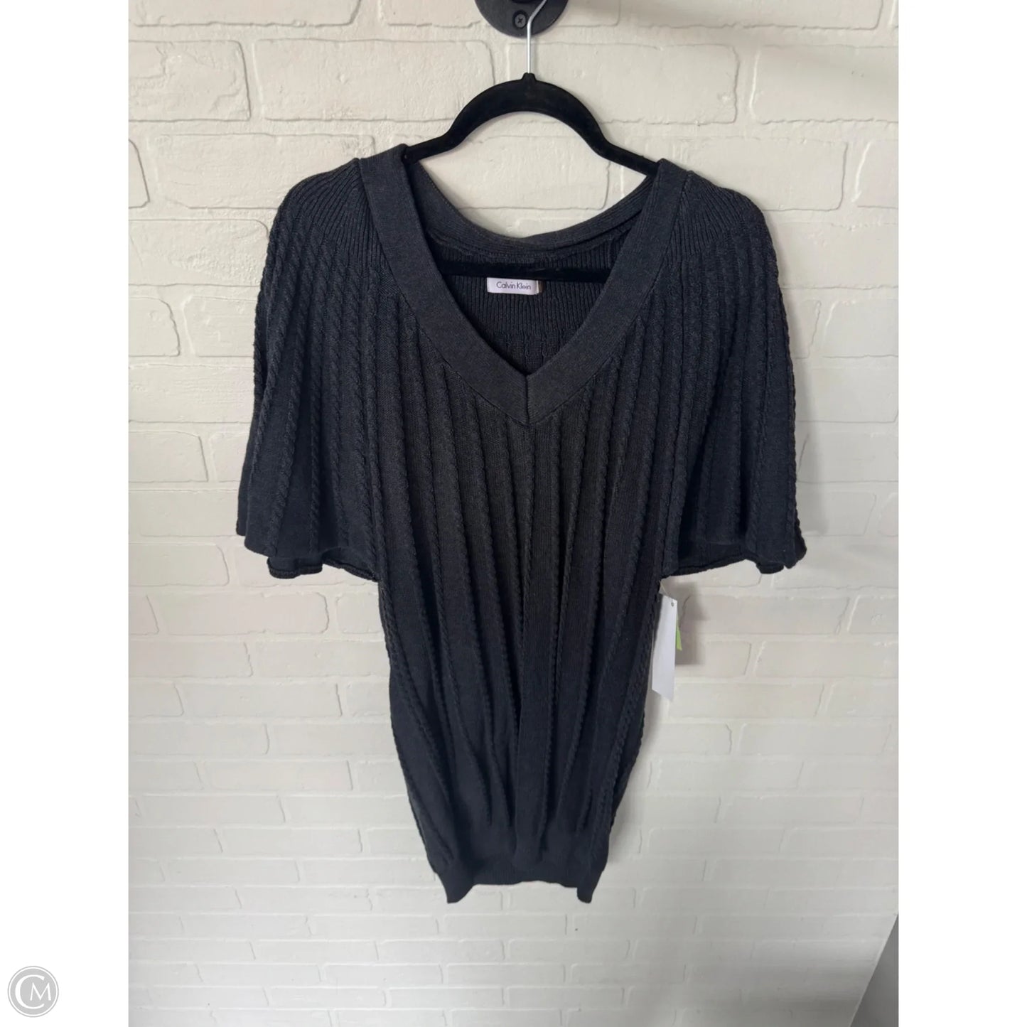 Dress Sweater By Calvin Klein In Grey, Size: L