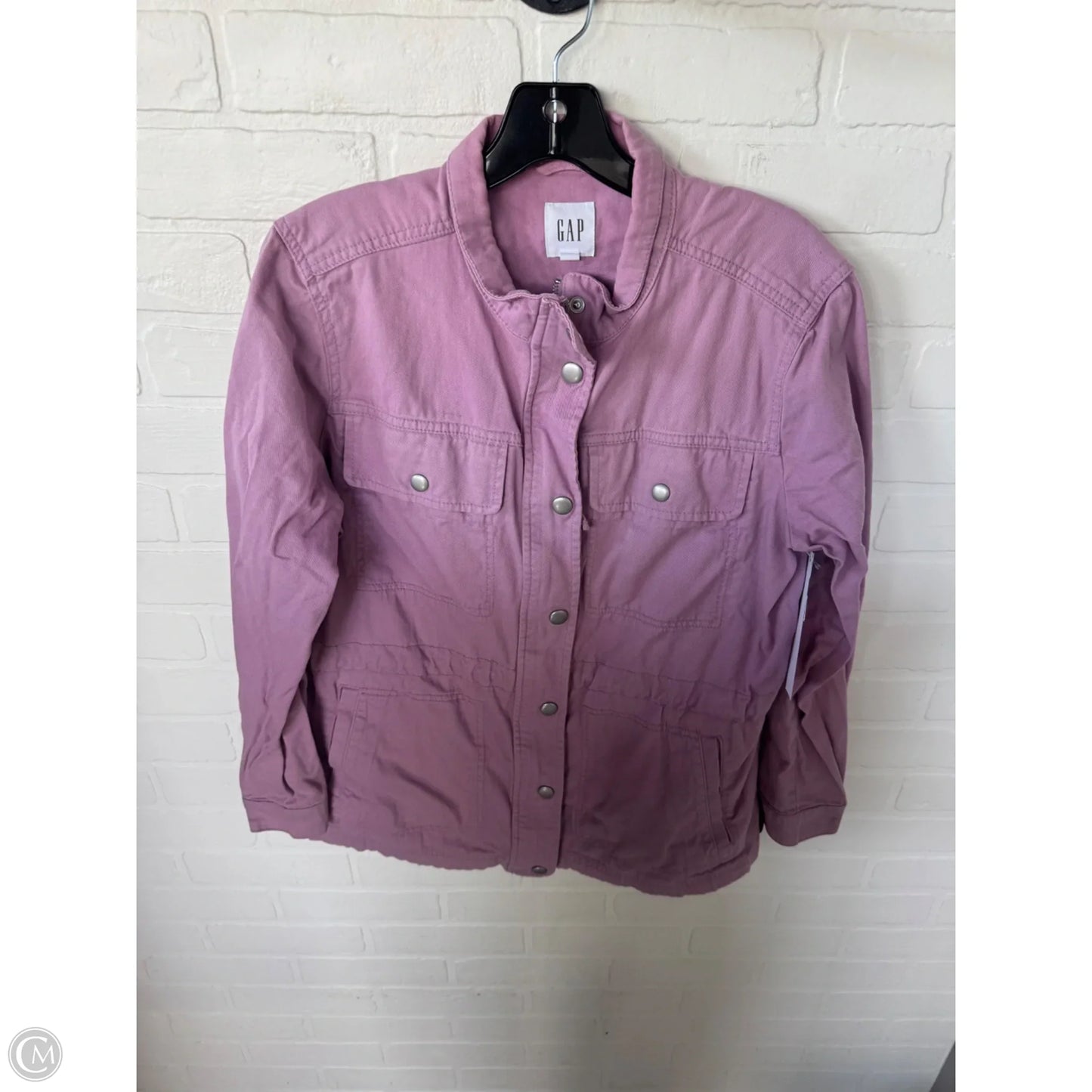 Jacket Utility By Gap In Pink Denim, Size: L