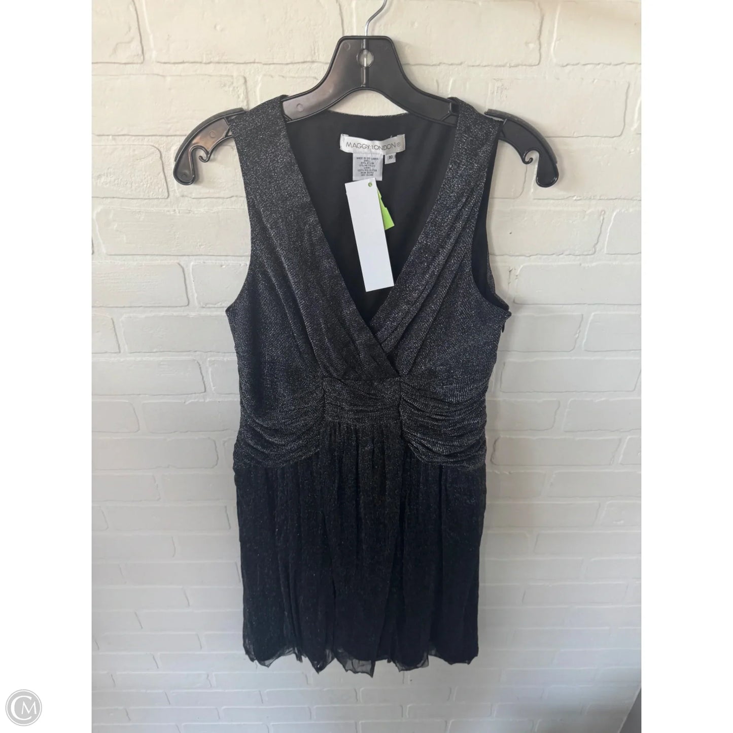 Dress Party Midi By Maggy London In Black & Silver, Size: M