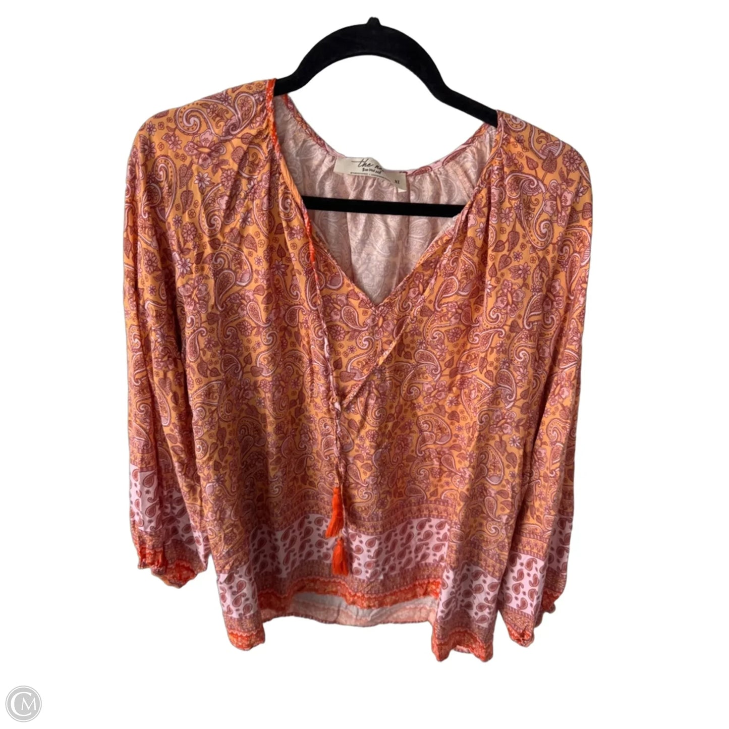 Top Long Sleeve By Clothes Mentor In Orange & Pink, Size: Xl