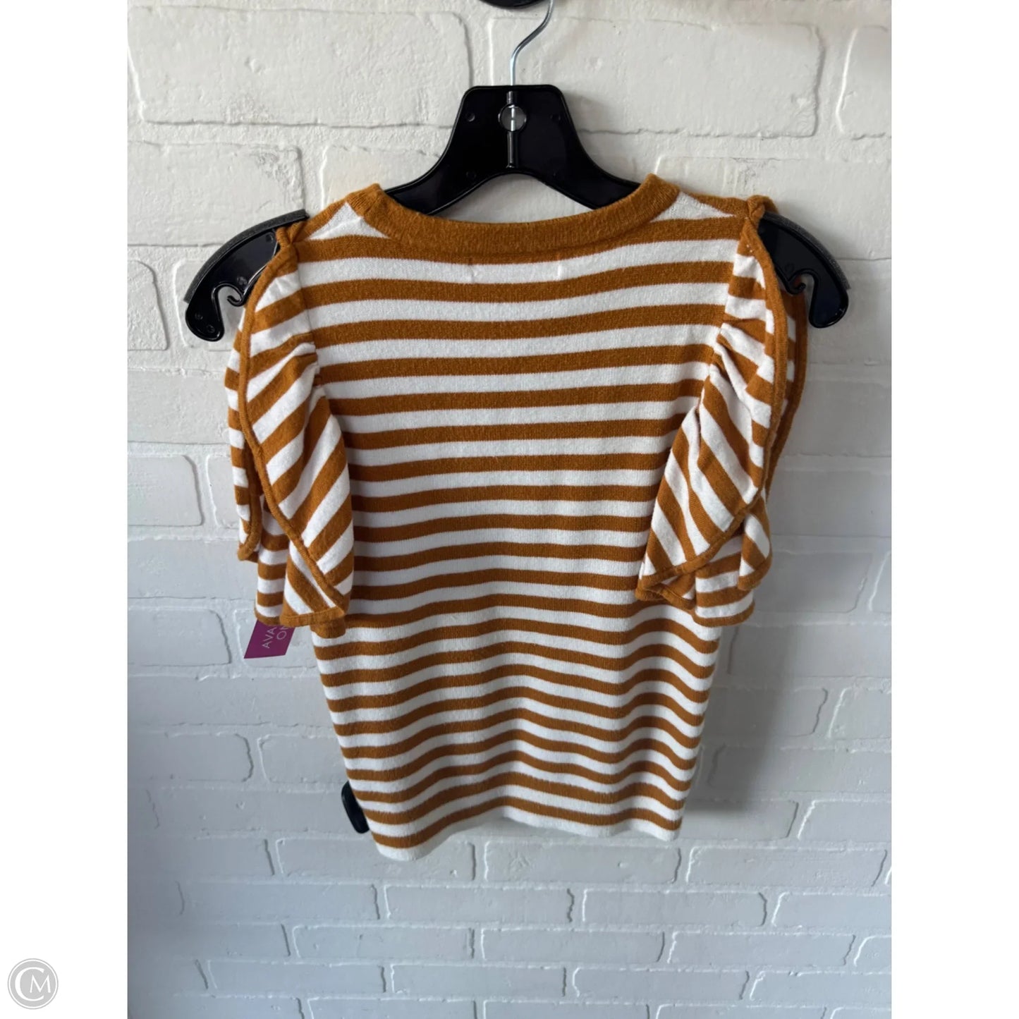 Sweater Short Sleeve By Anthropologie In Gold & White, Size: Xs