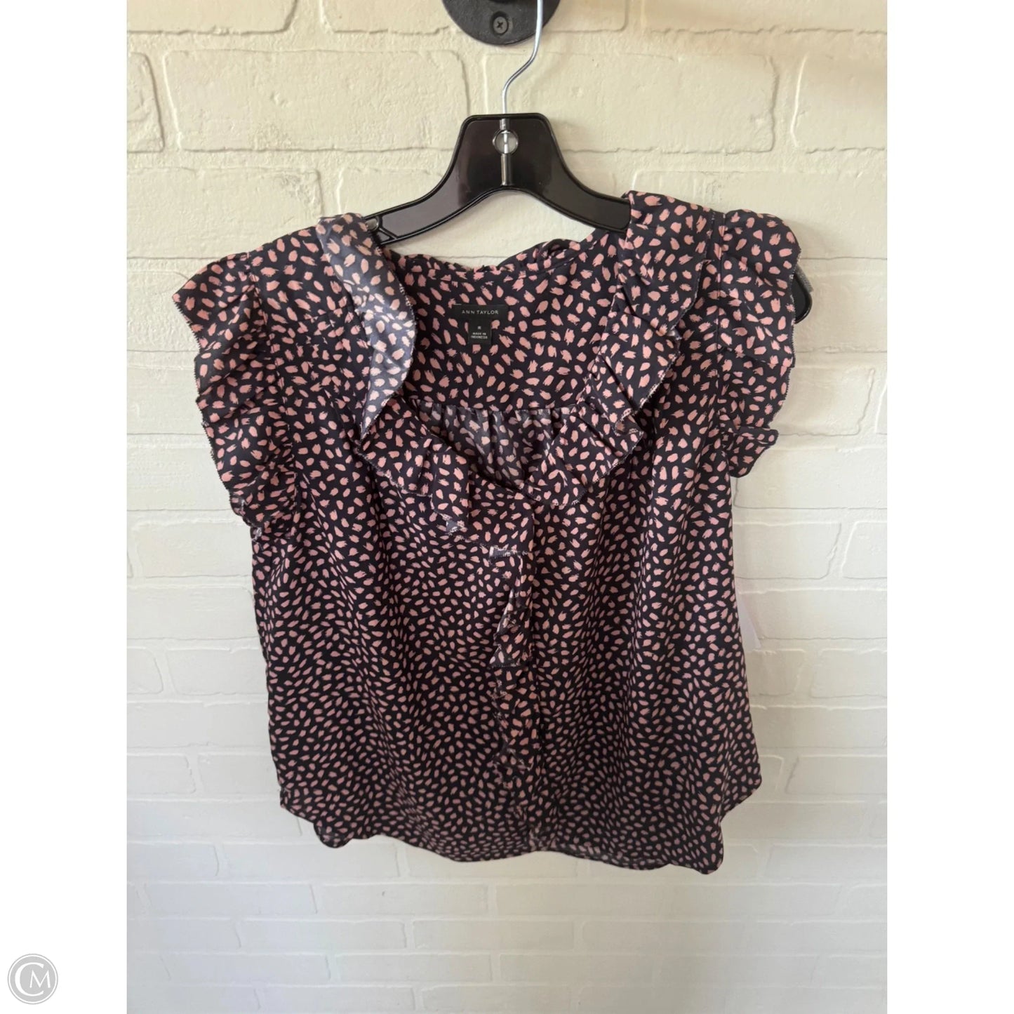 Blouse Sleeveless By Ann Taylor In Blue & Pink, Size: M