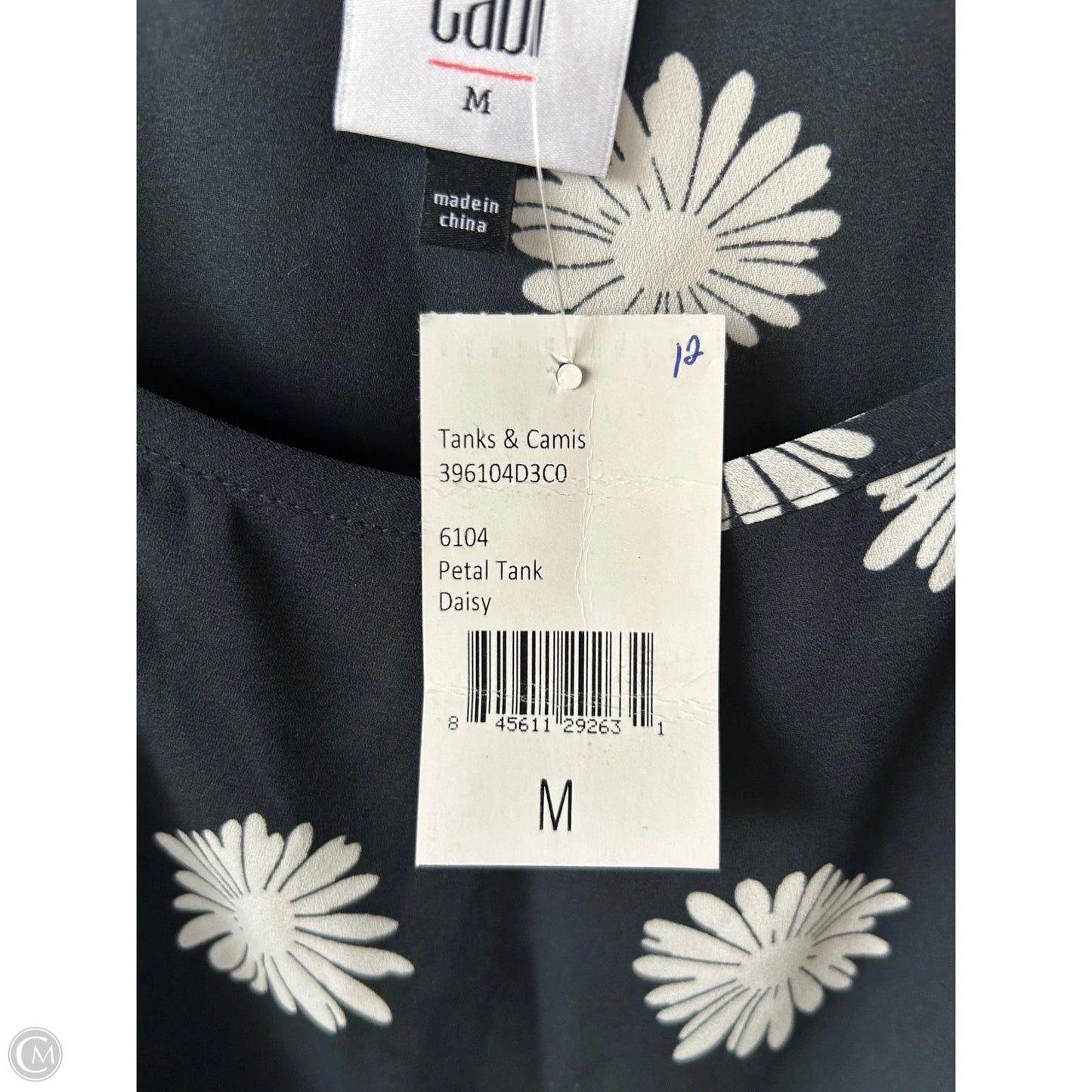 Blouse Sleeveless By Cabi In Blue & White, Size: M