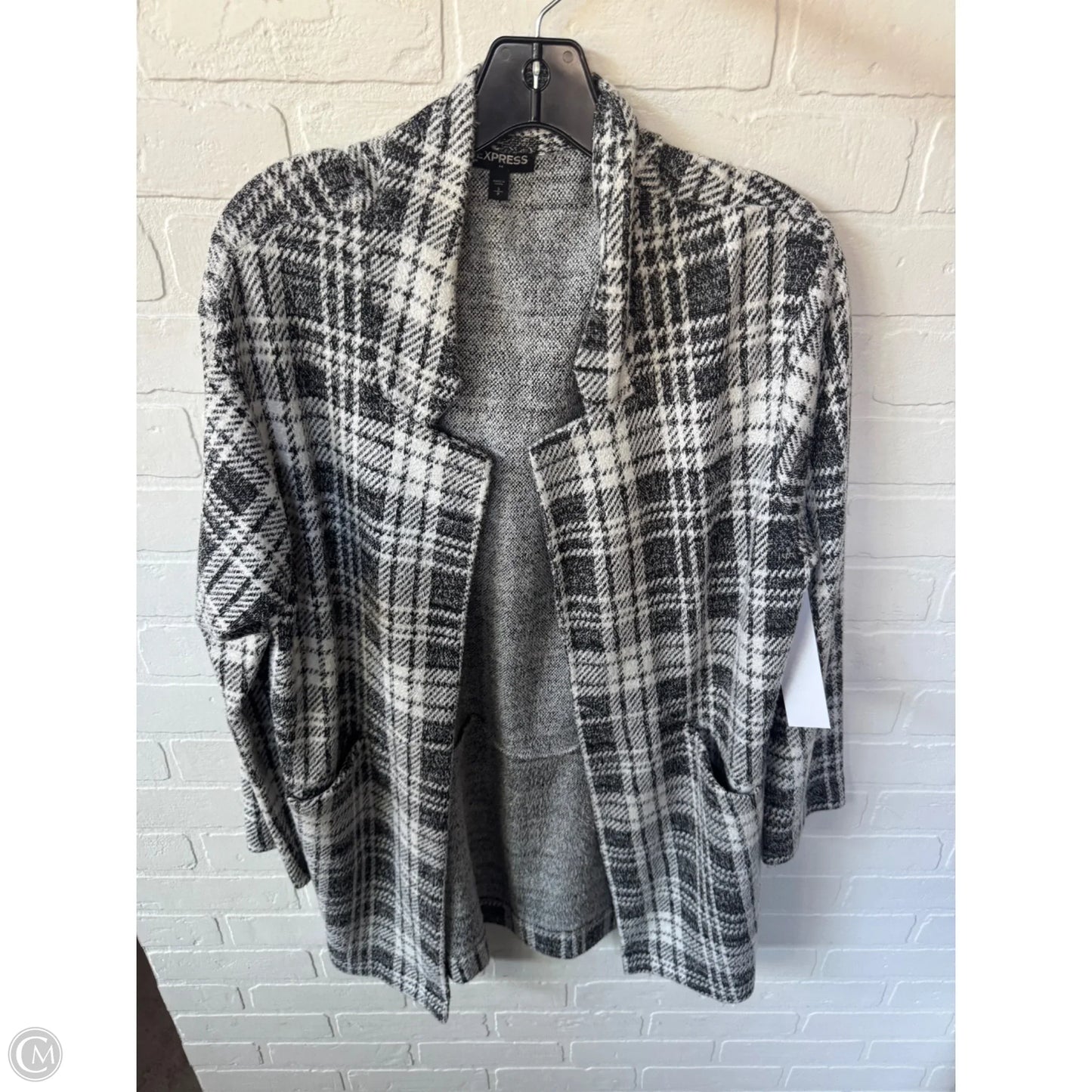Sweater Cardigan By Express In Black & White, Size: S