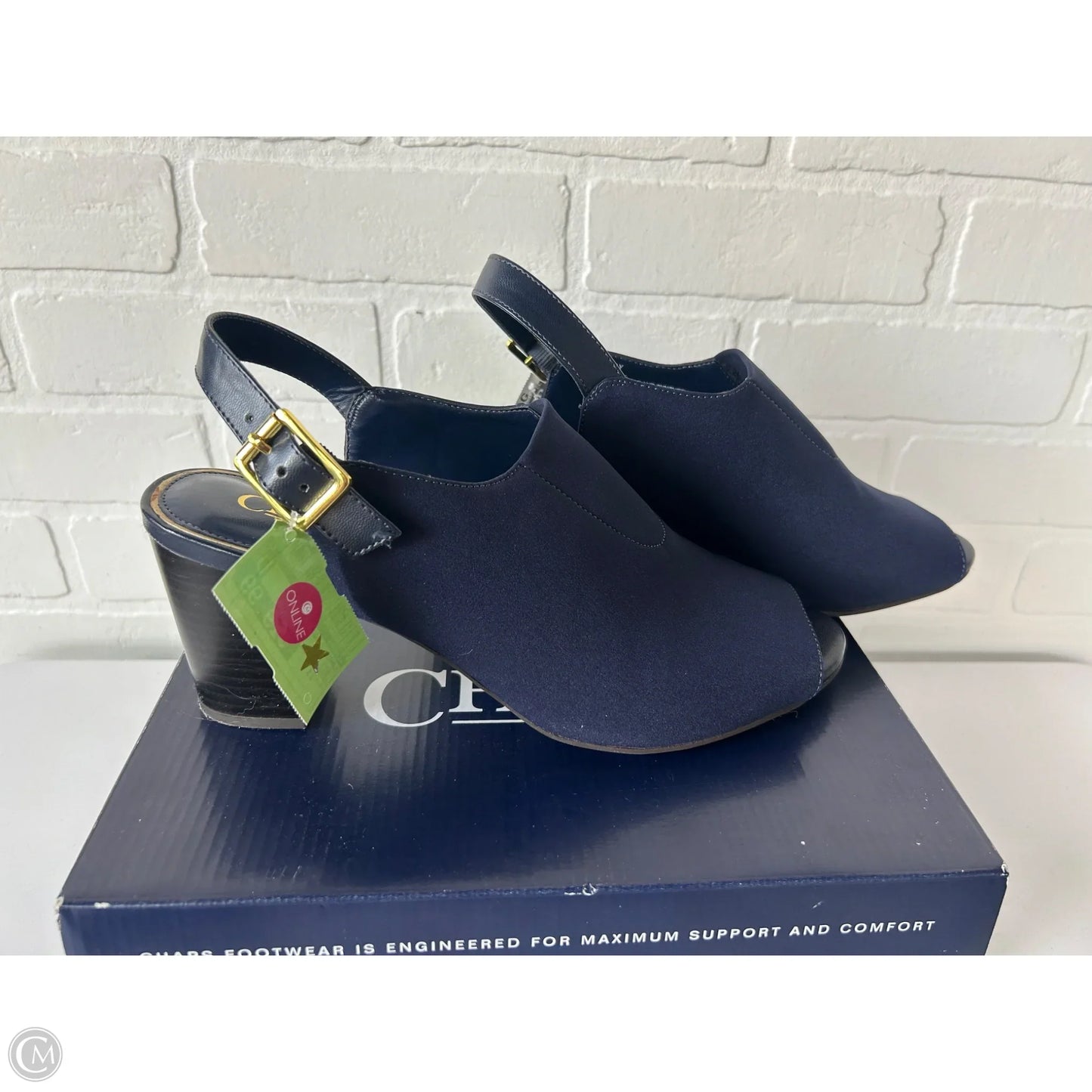 Sandals Heels Block By Chaps In Navy, Size: 11