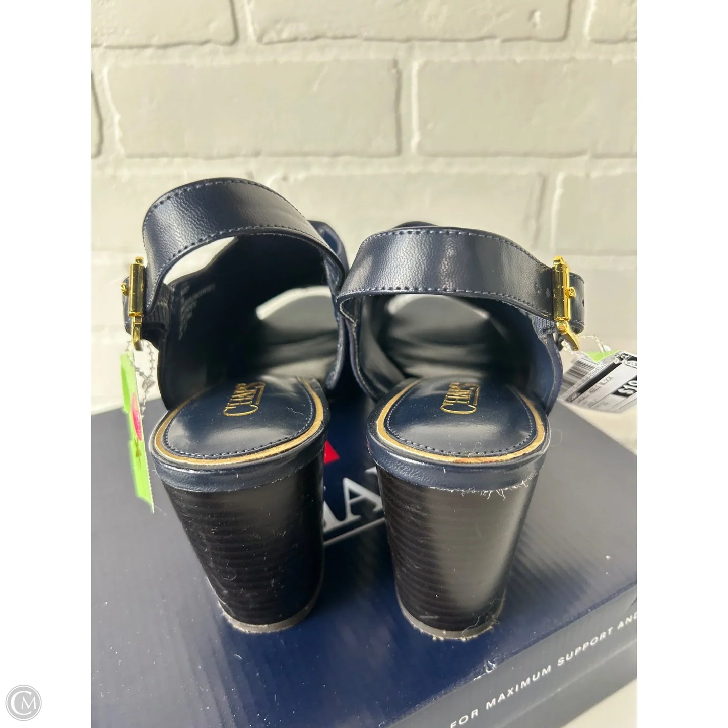 Sandals Heels Block By Chaps In Navy, Size: 11