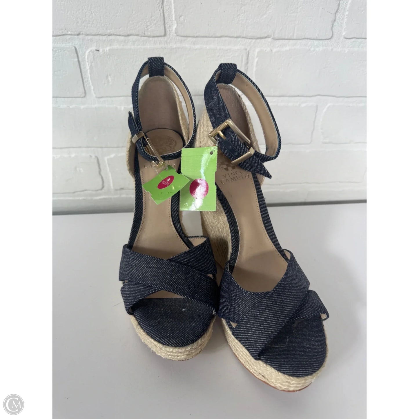 Sandals Heels Wedge By Vince Camuto In Blue Denim, Size: 7