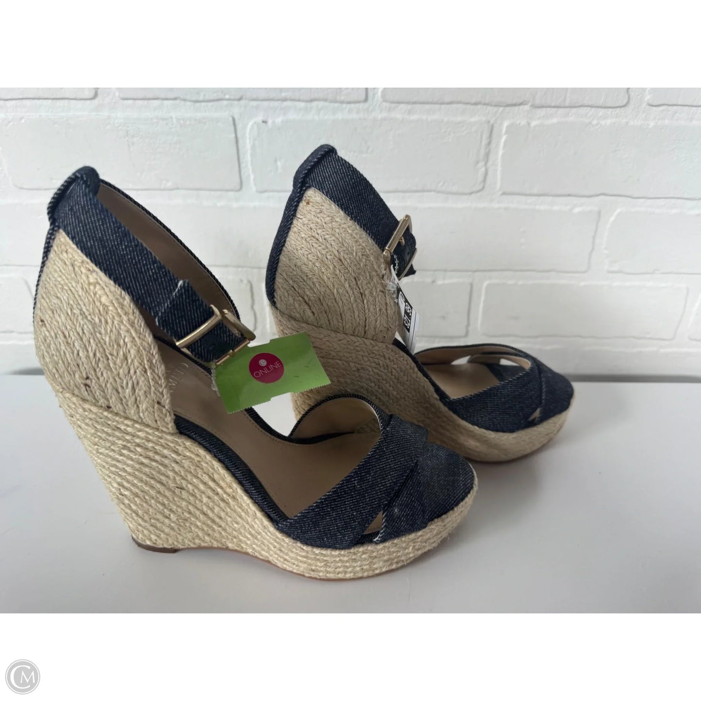 Sandals Heels Wedge By Vince Camuto In Blue Denim, Size: 7