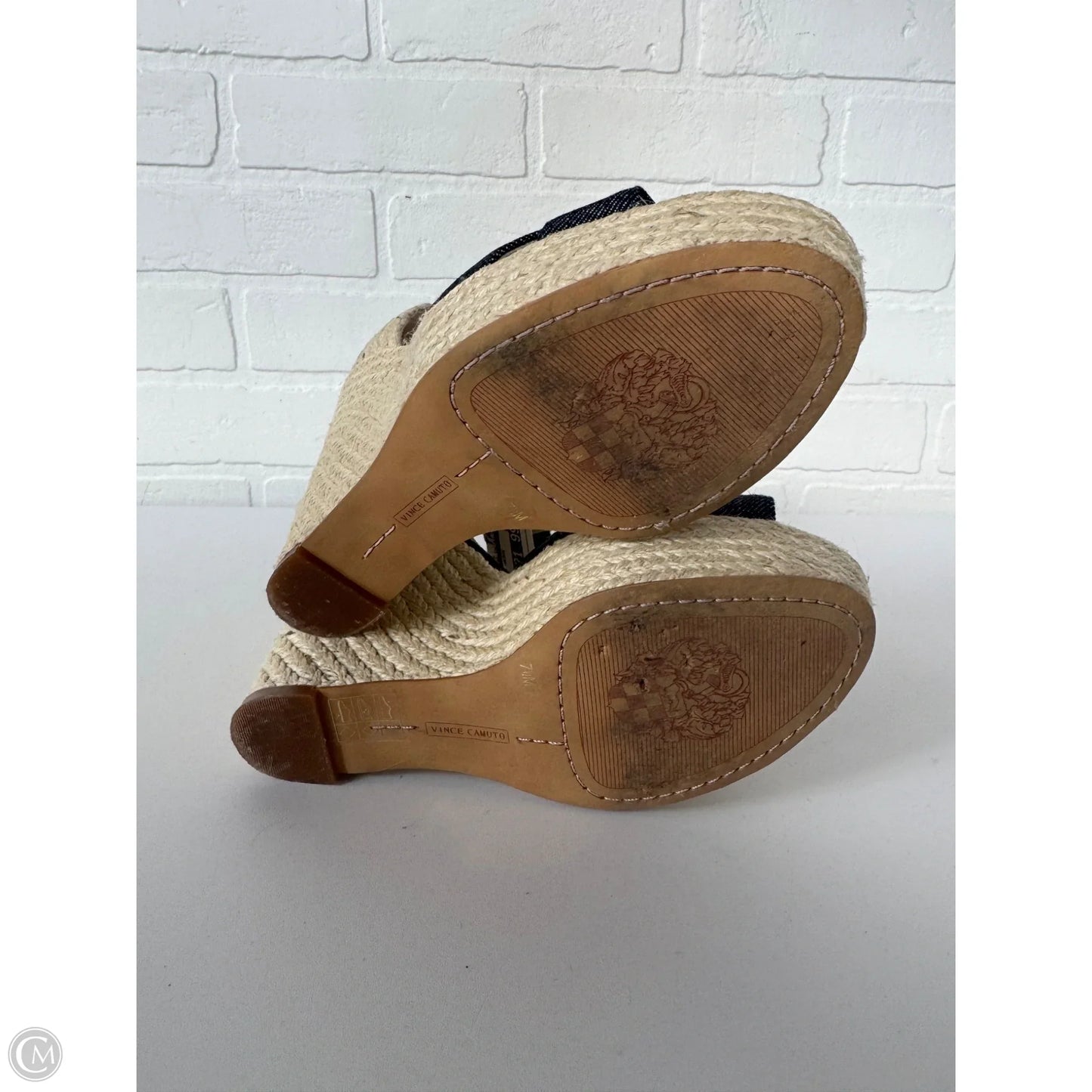 Sandals Heels Wedge By Vince Camuto In Blue Denim, Size: 7
