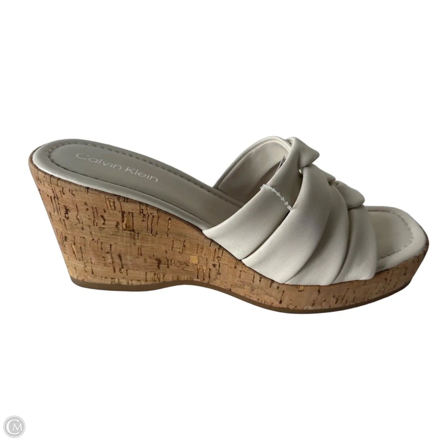 Sandals Heels Wedge By Calvin Klein In Cream & Tan, Size: 9