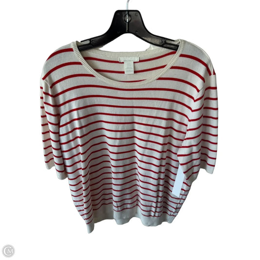 Sweater Short Sleeve By H&m In Red & White, Size: Xl