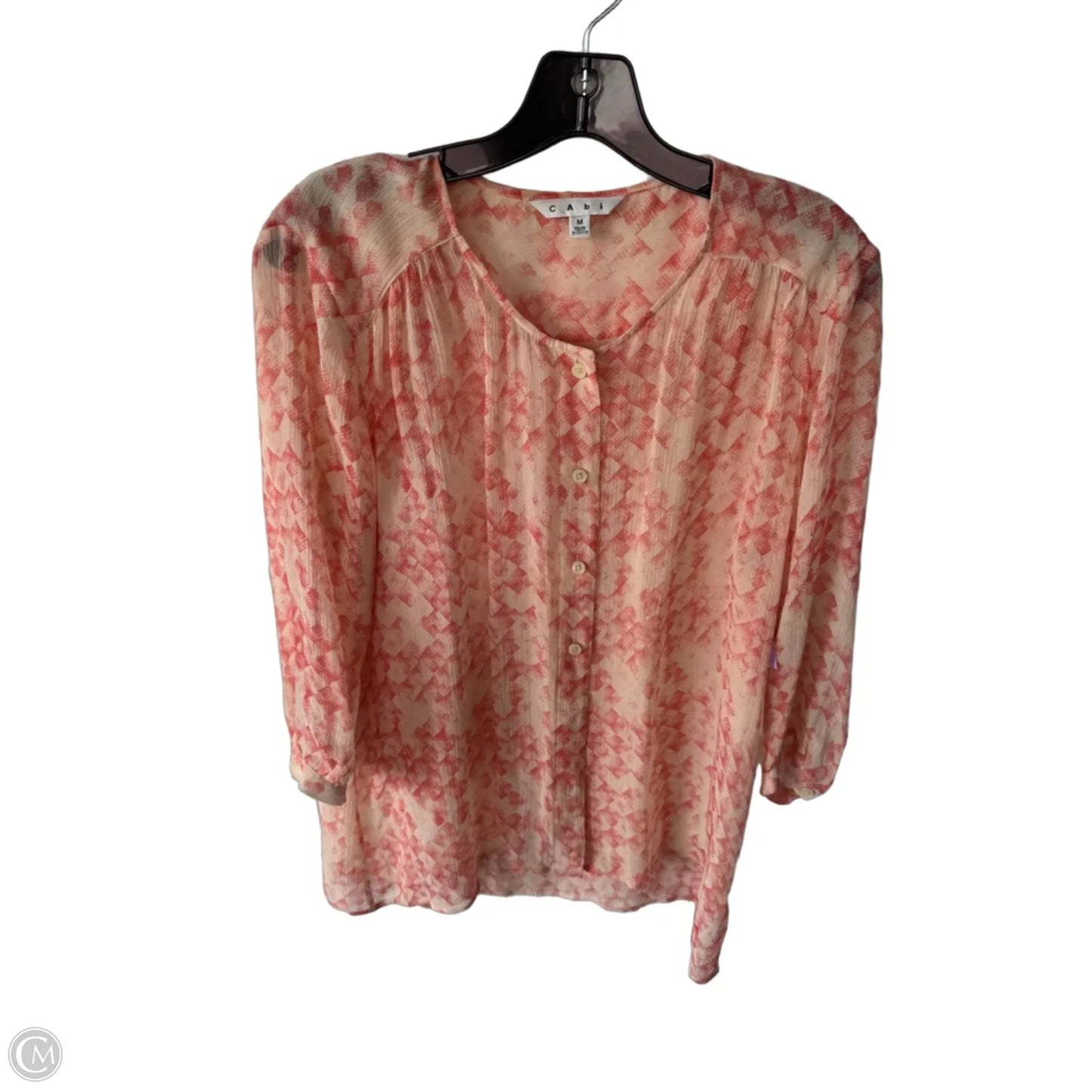 Blouse 3/4 Sleeve By Cabi In Orange & Pink, Size: M