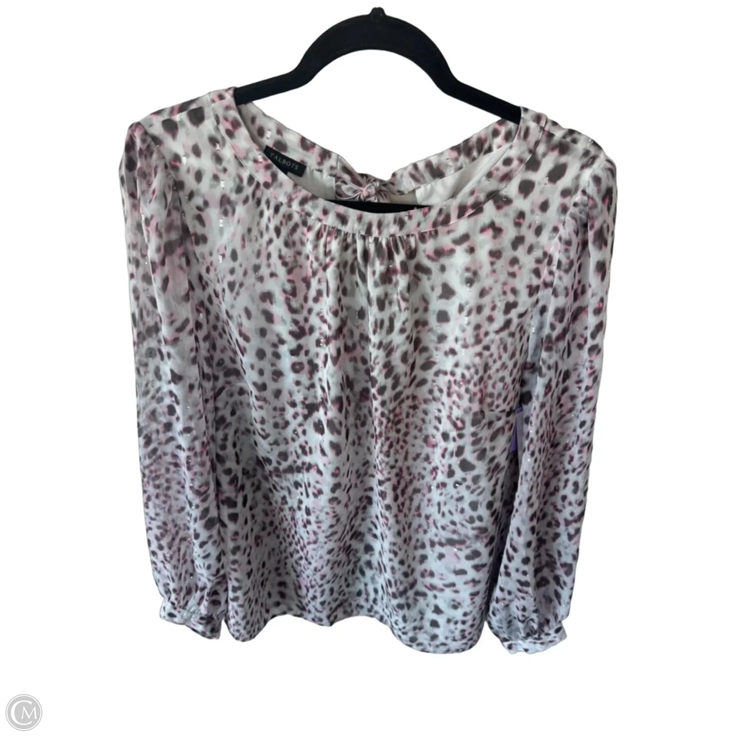 Blouse Long Sleeve By Talbots In Grey & Pink, Size: L