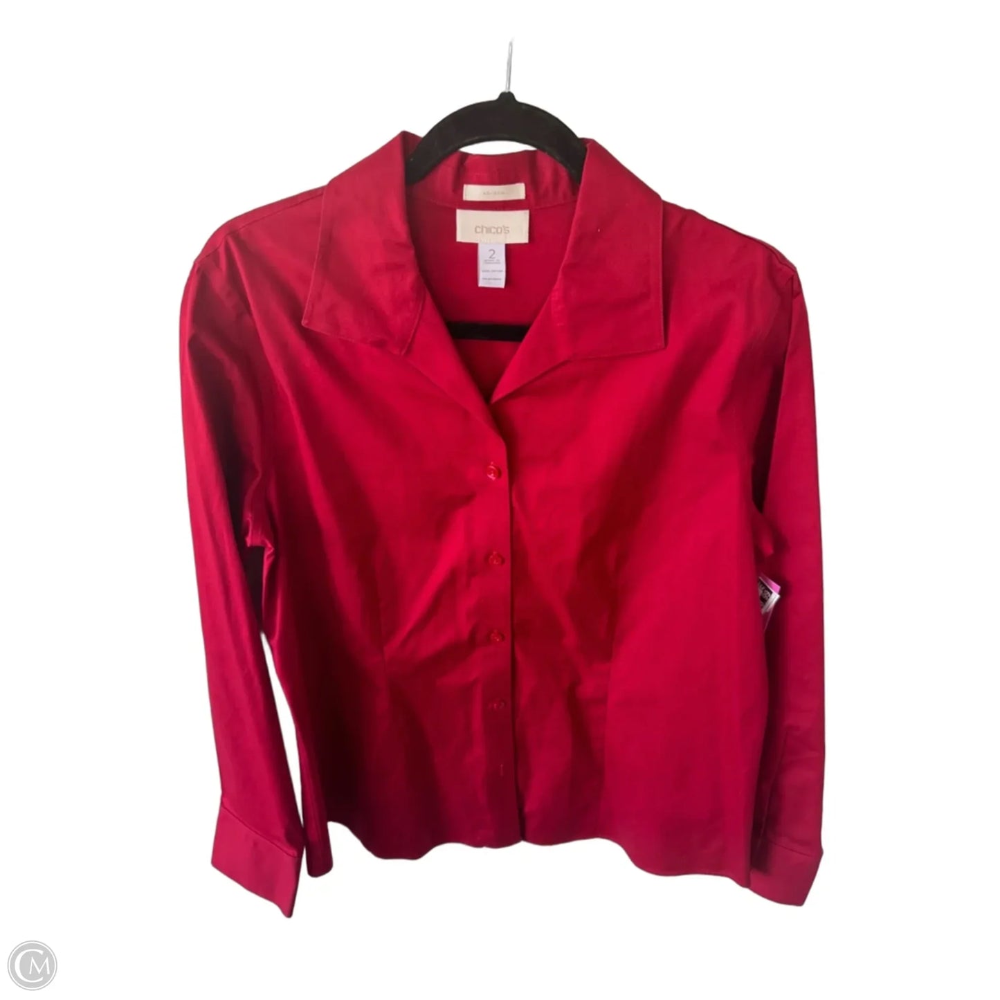 Blouse Long Sleeve By Chicos In Red, Size: L