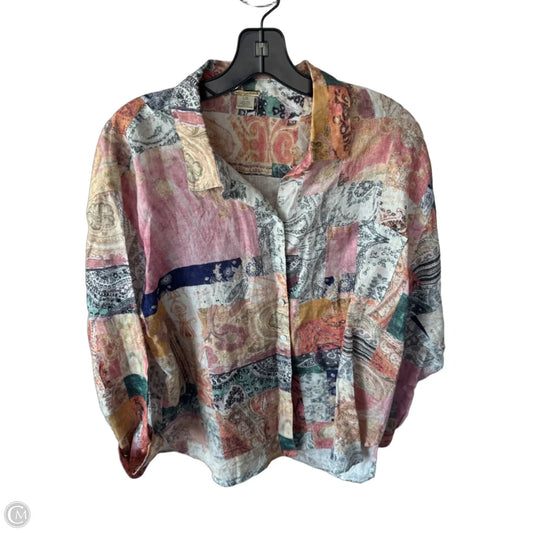 Tunic Long Sleeve By Magaschoni In Orange & Pink, Size: L