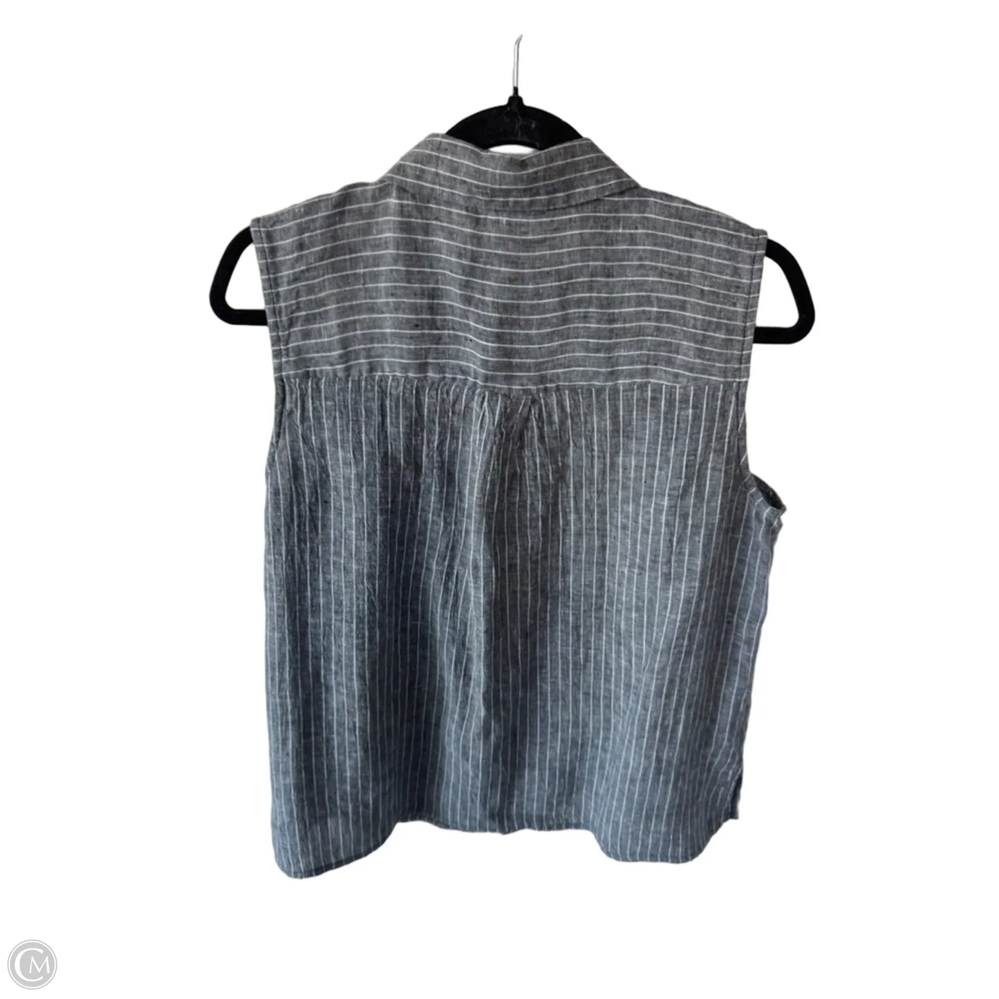 Blouse Sleeveless By Eileen Fisher In Grey & White, Size: M