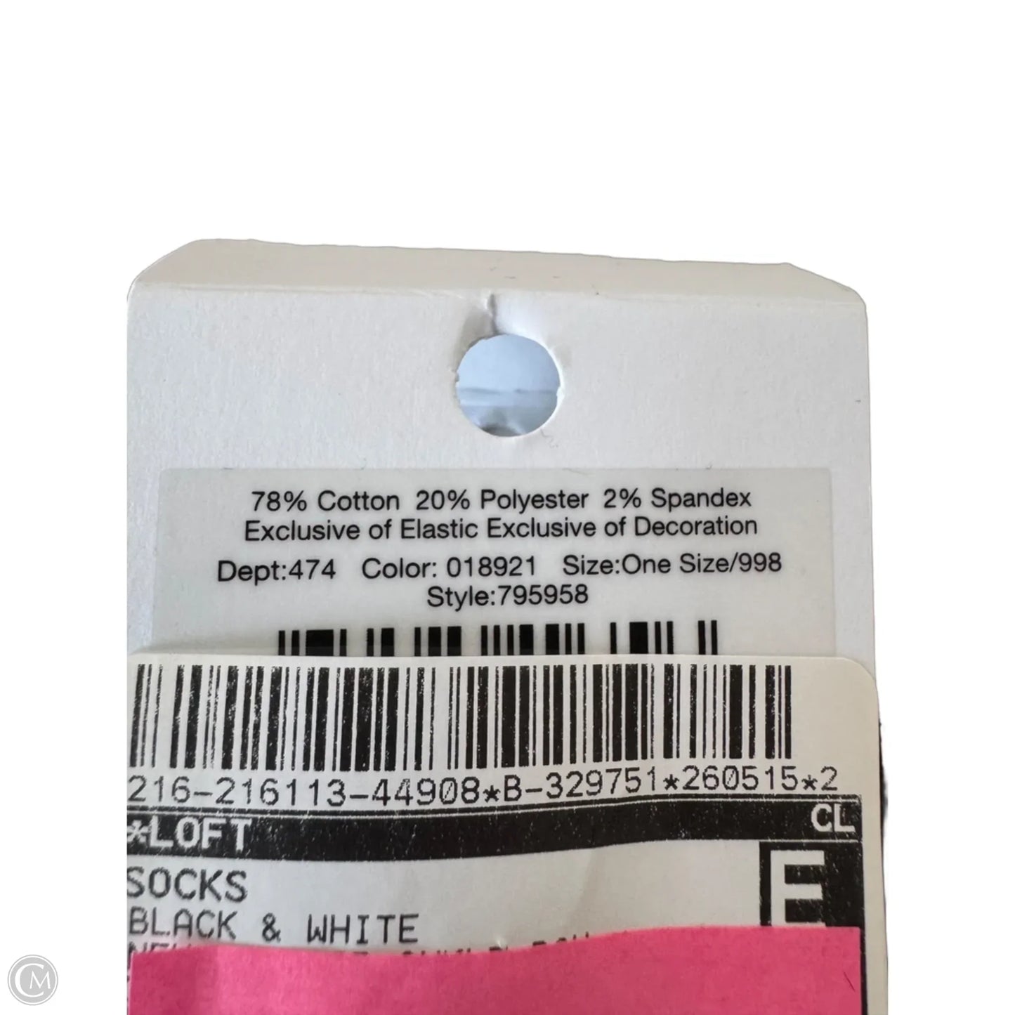 Socks By Loft In Black & White, Size: Osfm